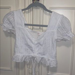 White lacey crop top
